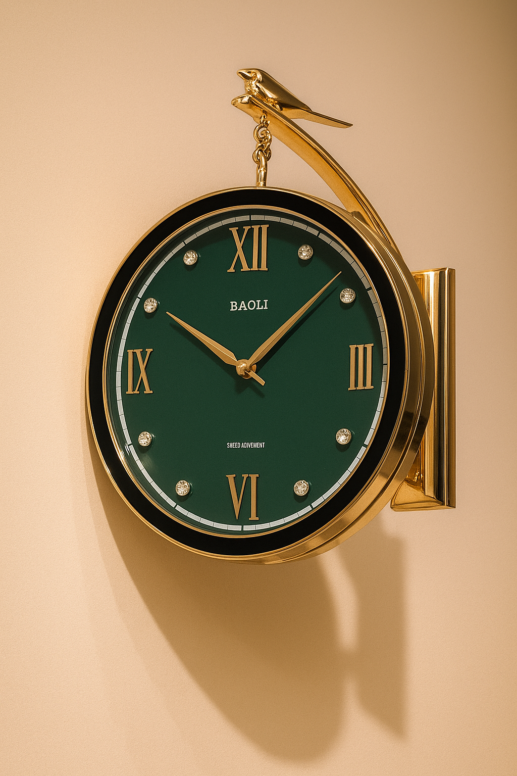 Golden Hanging Wall Clock with Orange Roman Dial – BADLI Design