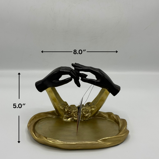 Elegant Black Hands & Gold Decorative Jewelry Dish
