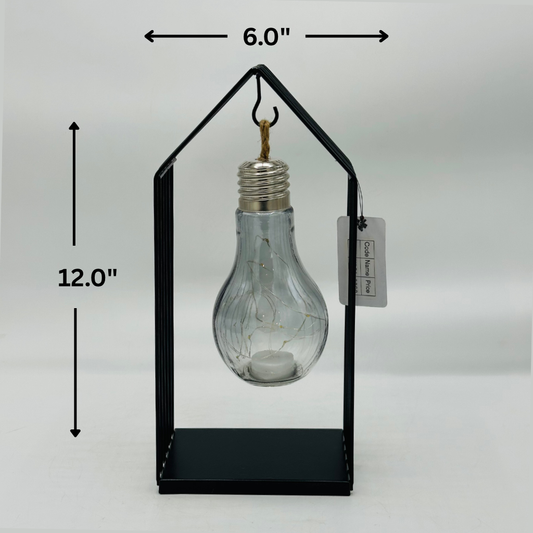 Industrial Black Metal Cage Hanging LED Bulb Table Light - Modern Accent Lamp