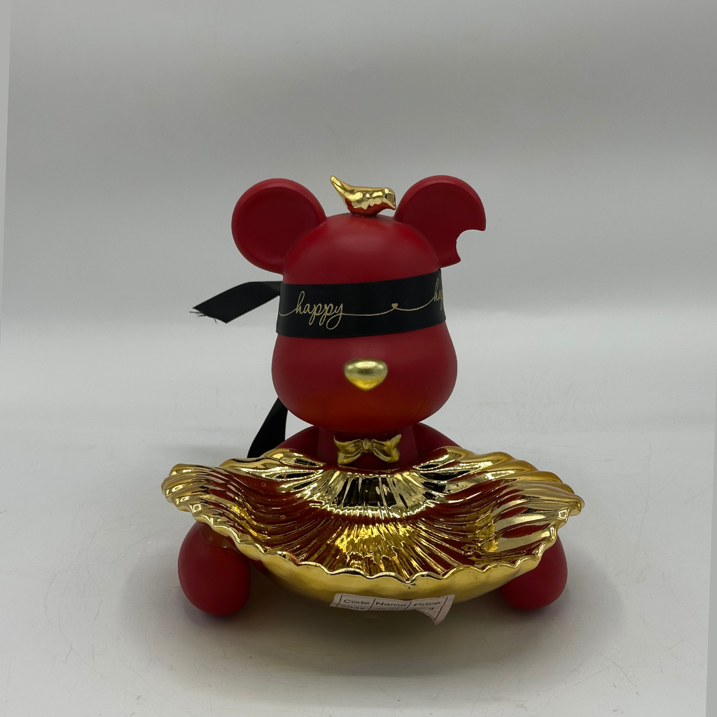 Adorable Bunny Butler Sculpture with Gold Leaf Tray - Fun Decorative Organizer