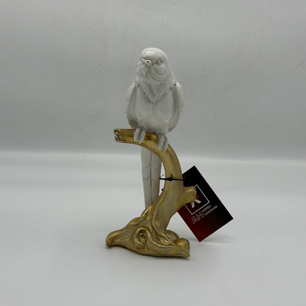 White Parrot on Golden Branch Decorative Figurine