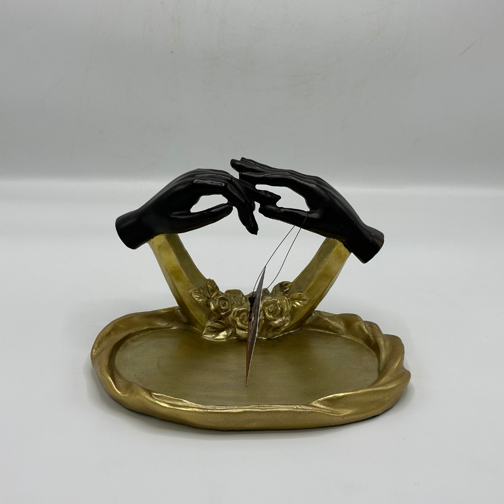 Elegant Black Hands & Gold Decorative Jewelry Dish