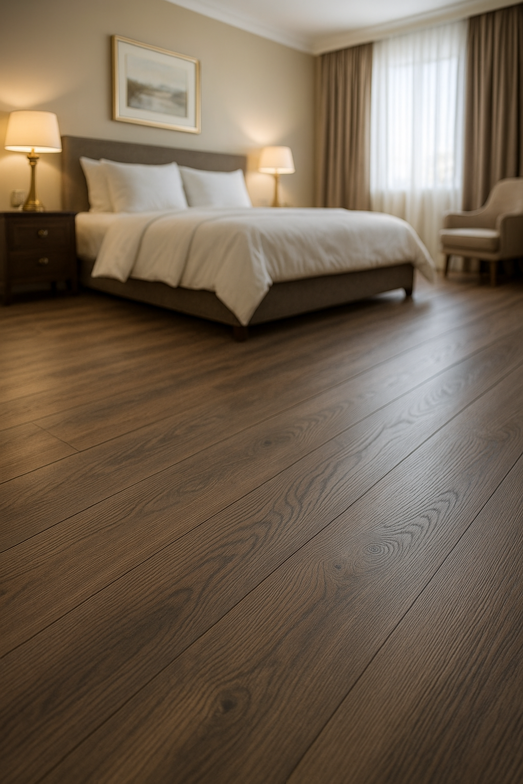 Elegant Wood Grain Laminate Flooring - Transform Your Space