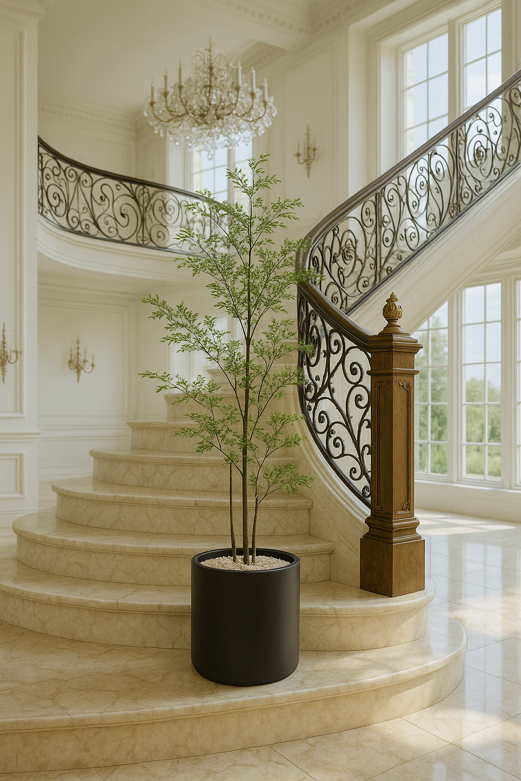 Elegant Artificial Ash Tree Plant in Modern Pot
