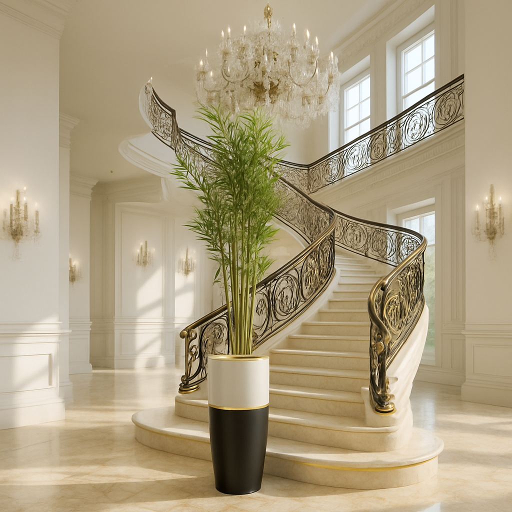 Tall Artificial Bamboo Tree in Two-Tone Planter