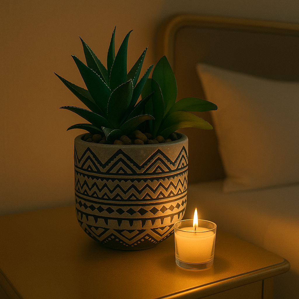 Southwestern Chic Faux Succulent in Geometric Aztec Planter