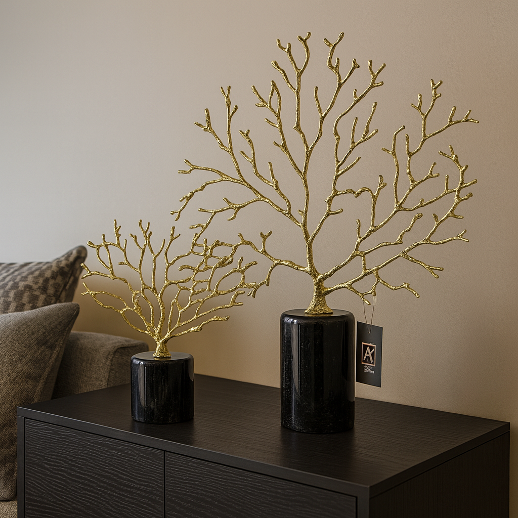 Golden Tree Sculpture – Elegant Decor Accent