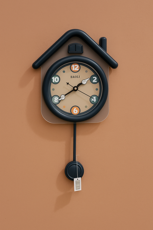 Kids’ House-Shaped Wall Clock with Pendulum – BAOLI Cartoon Design