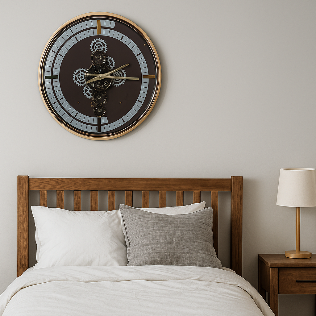 Oversized Gear Wall Clock with Golden Frame – Luxury Industrial Design