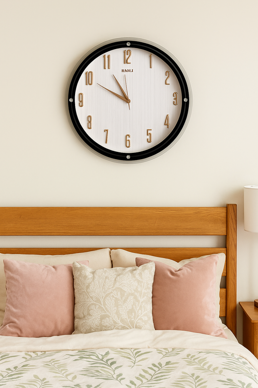 Elegant Black Dial Wall Clock with Golden Hands β RAOLI Modern Design