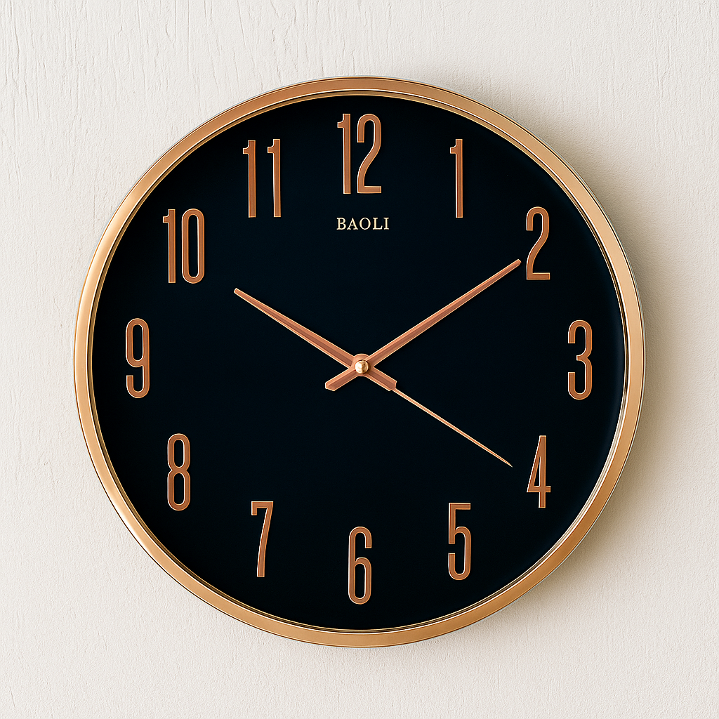 Modern Green Dial Wall Clock with Golden Frame – BAOLI Elegant Design