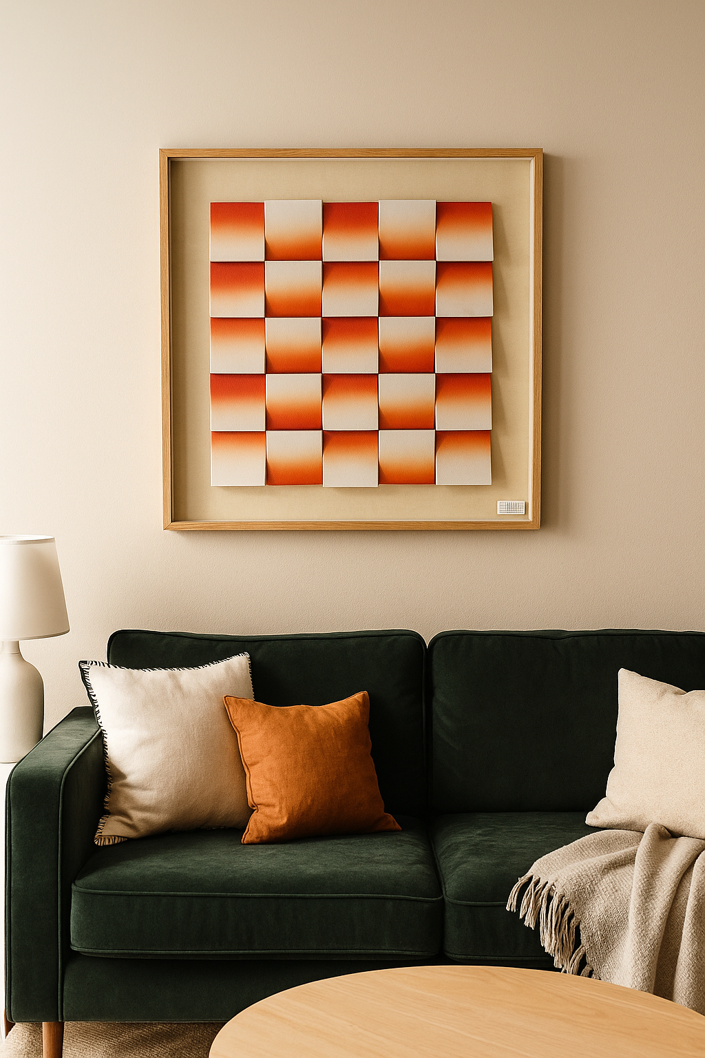 Gradient Checkered 3D Wall Art â Modern Luxury Frame DĂ©cor