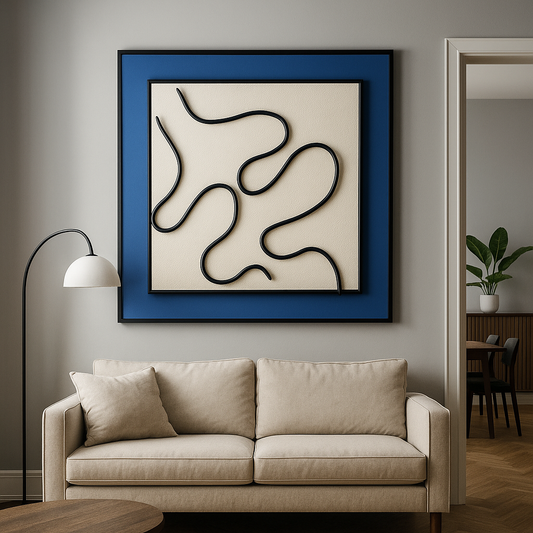 Luxury Minimalist 3D Wall Art â Abstract Black Line Sculpture with Frame