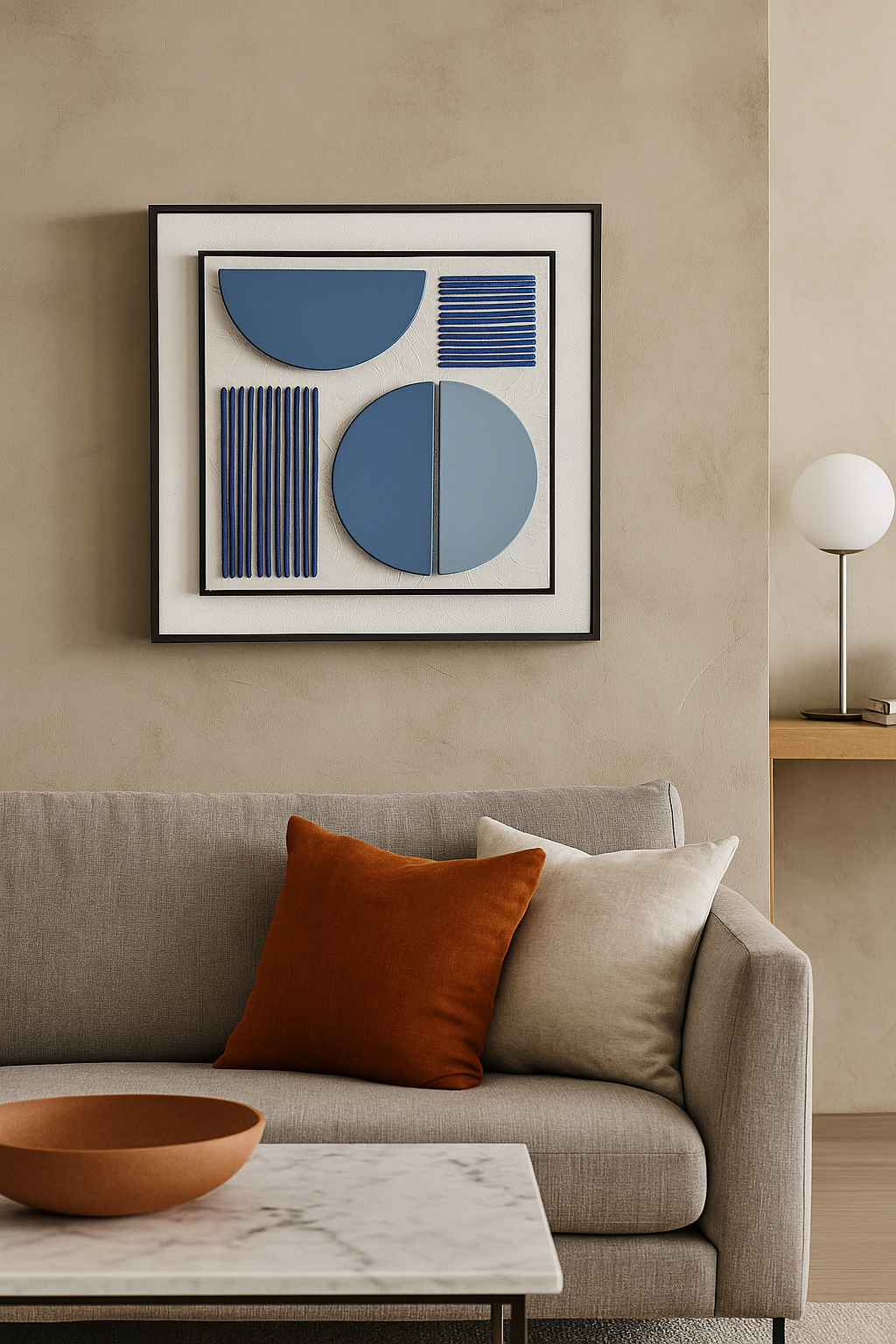 Modern Blue Geometric Wall Frame â Abstract Minimalist Art DĂ©cor