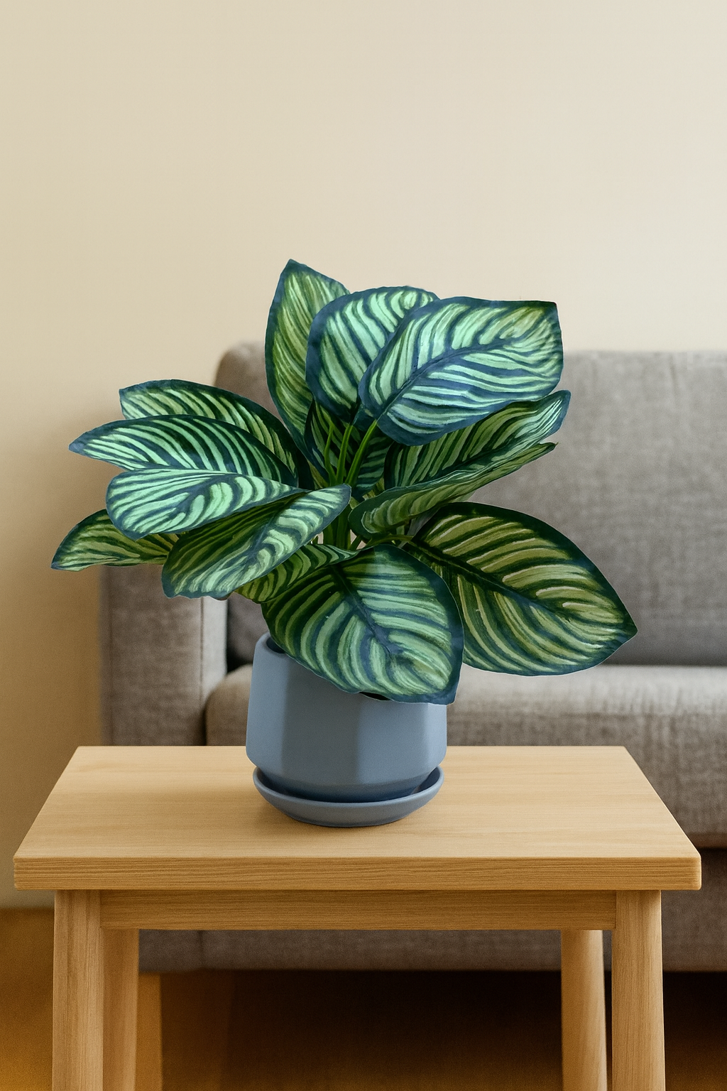 Artificial Green Leaf Plant in Pink Ceramic Pot – Stylish Faux Plant for Home & Office Décor