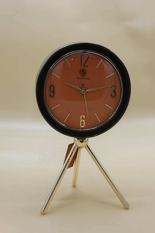 Modern Tripod Stand Decorative Clock β Marble Dial with Golden Finish