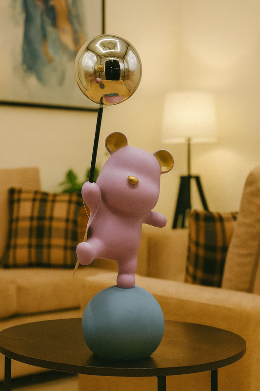 Red Bear Sculpture with Golden Balloon β Modern Decorative Showpiece