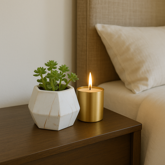 Modern Faux Succulent in Geometric Grey Planter