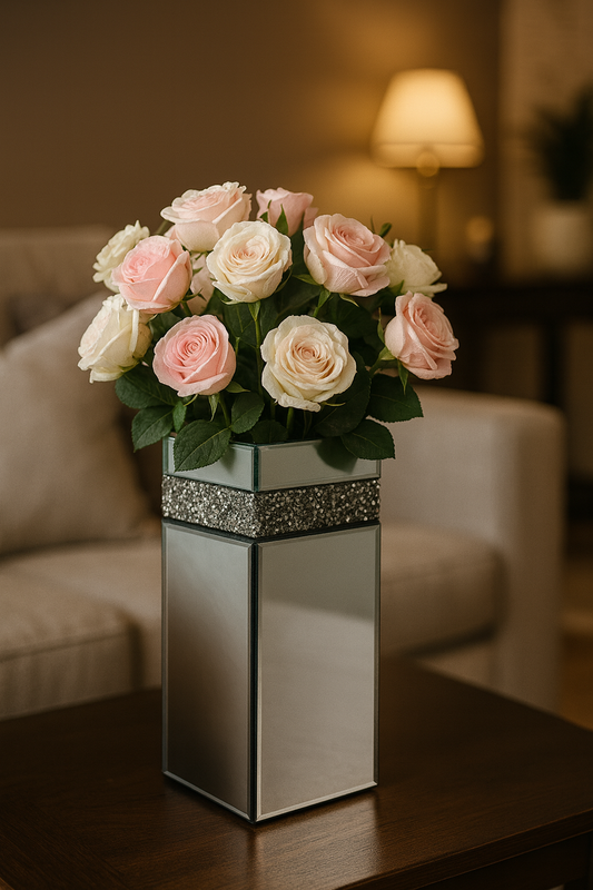 Luxury Mirrored Crystal Vase β Modern Decorative Table Accent