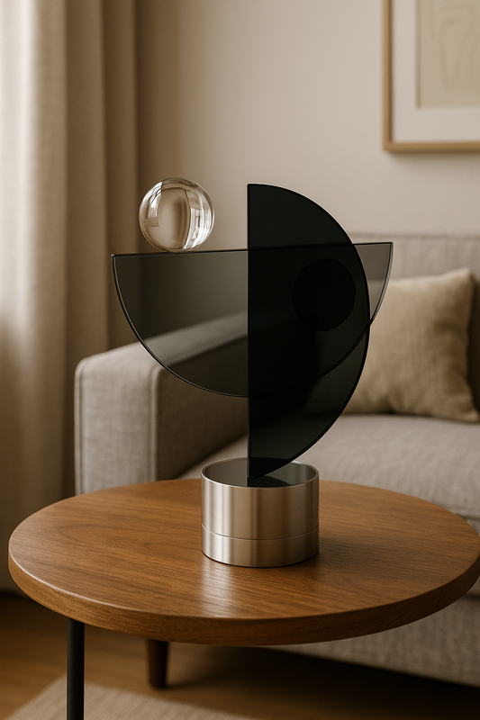 Modern Abstract Glass & Metal Sculpture β Minimalist Home Decor Accent Piece