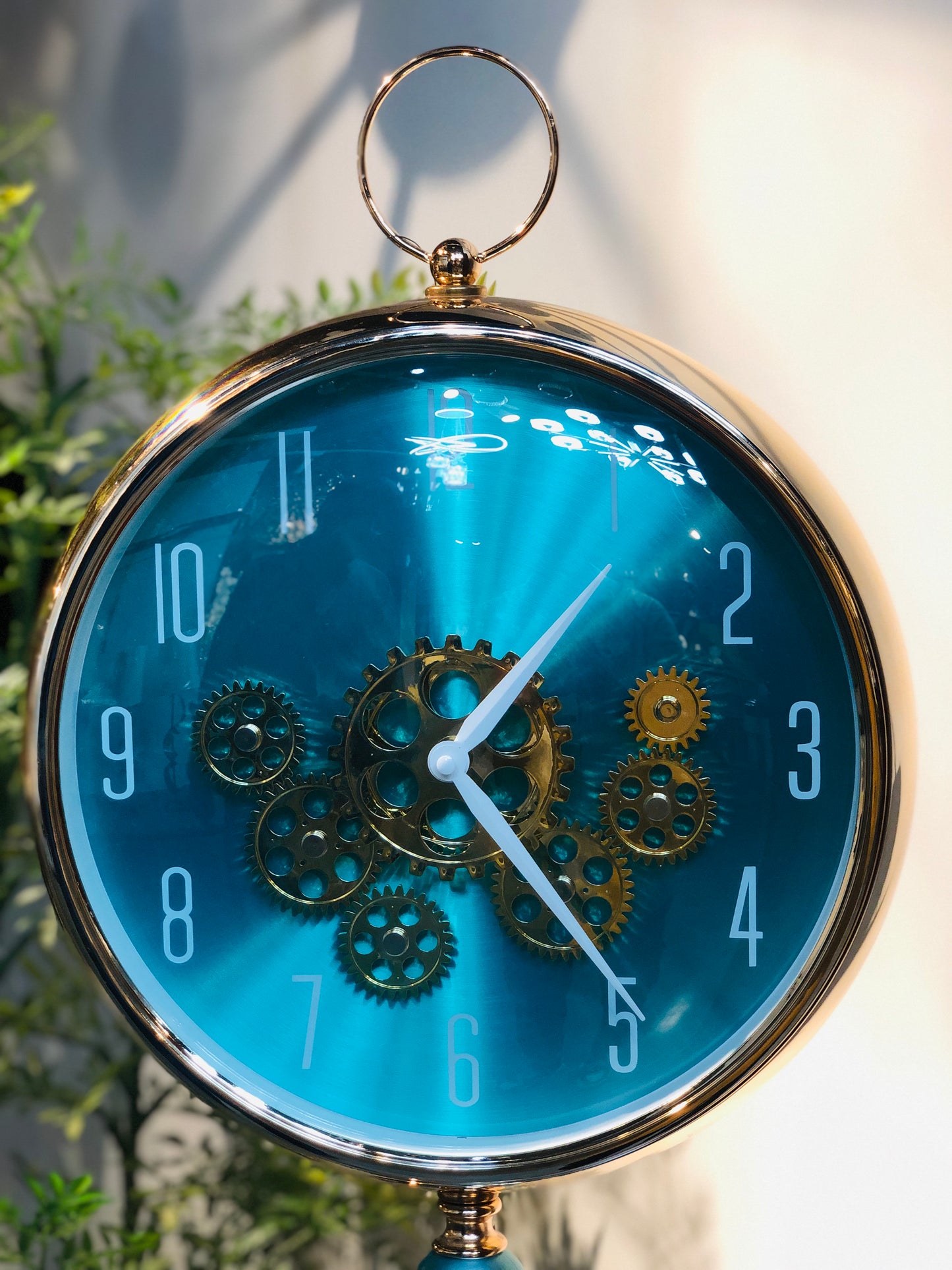 Modern Tripod Floor Clock with Exposed Gear Design