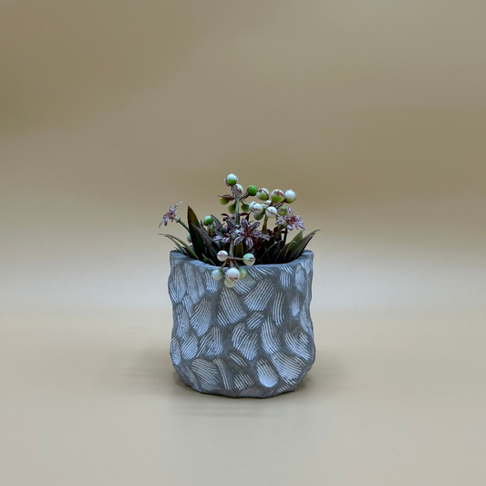 Textured Grey Pot with Faux Berries and Foliage