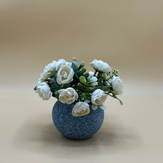 Artificial Rose Arrangement in Textured Vase