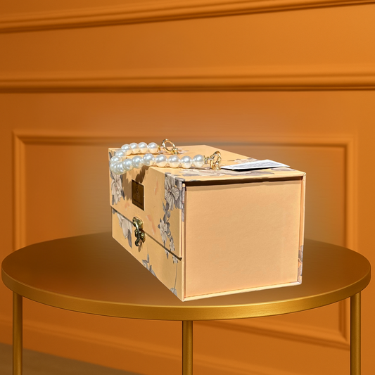 Modern Elegance Gift Box - White/Cream with Metallic Gold Handle & Discreet Branding