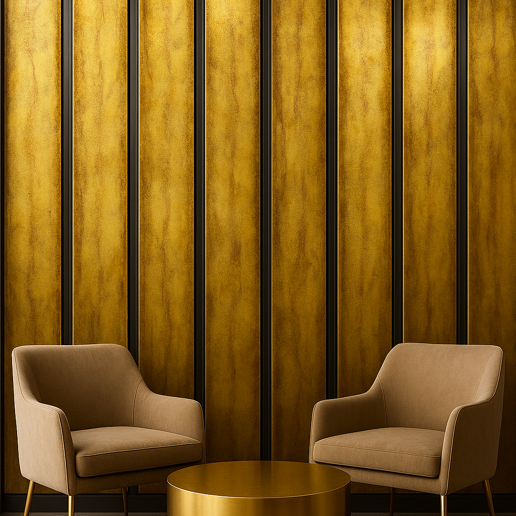 Opulent Gold/Bronze Vertical Wall Panel | Modern Metallic Accent Cladding
