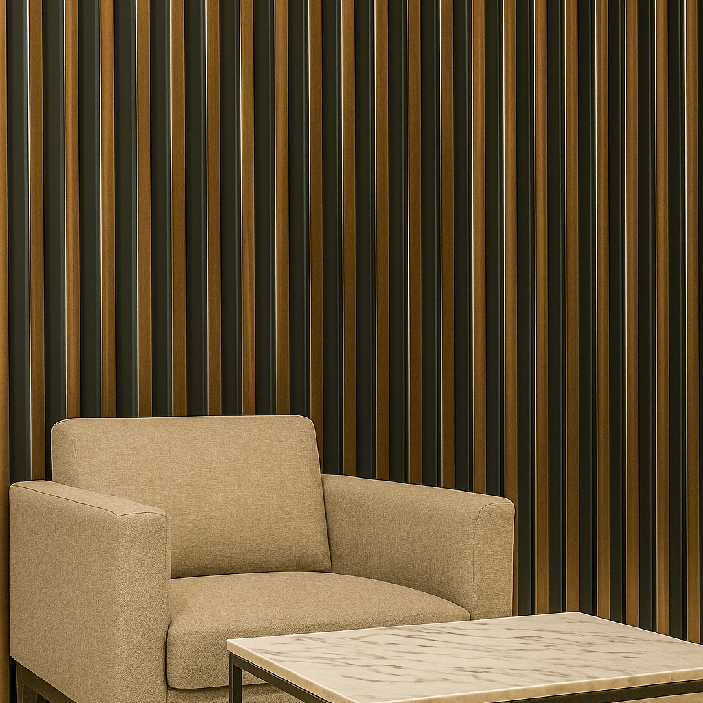 Contemporary Black & Bronze/Gold Ribbed Wall Panel | Dual Tone Accent Cladding