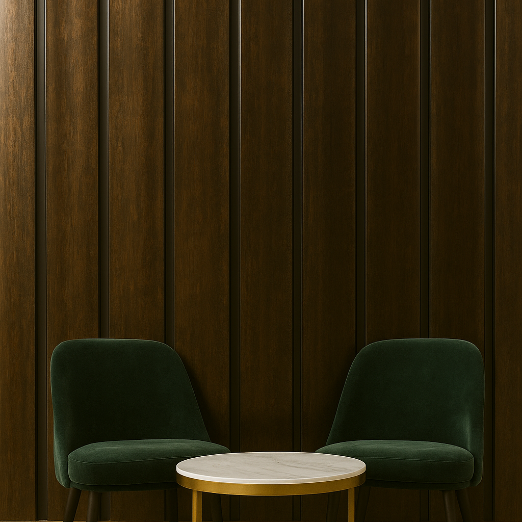 Elegant Dark Wood Slatted Wall Panel | Modern Accent Wall Cladding