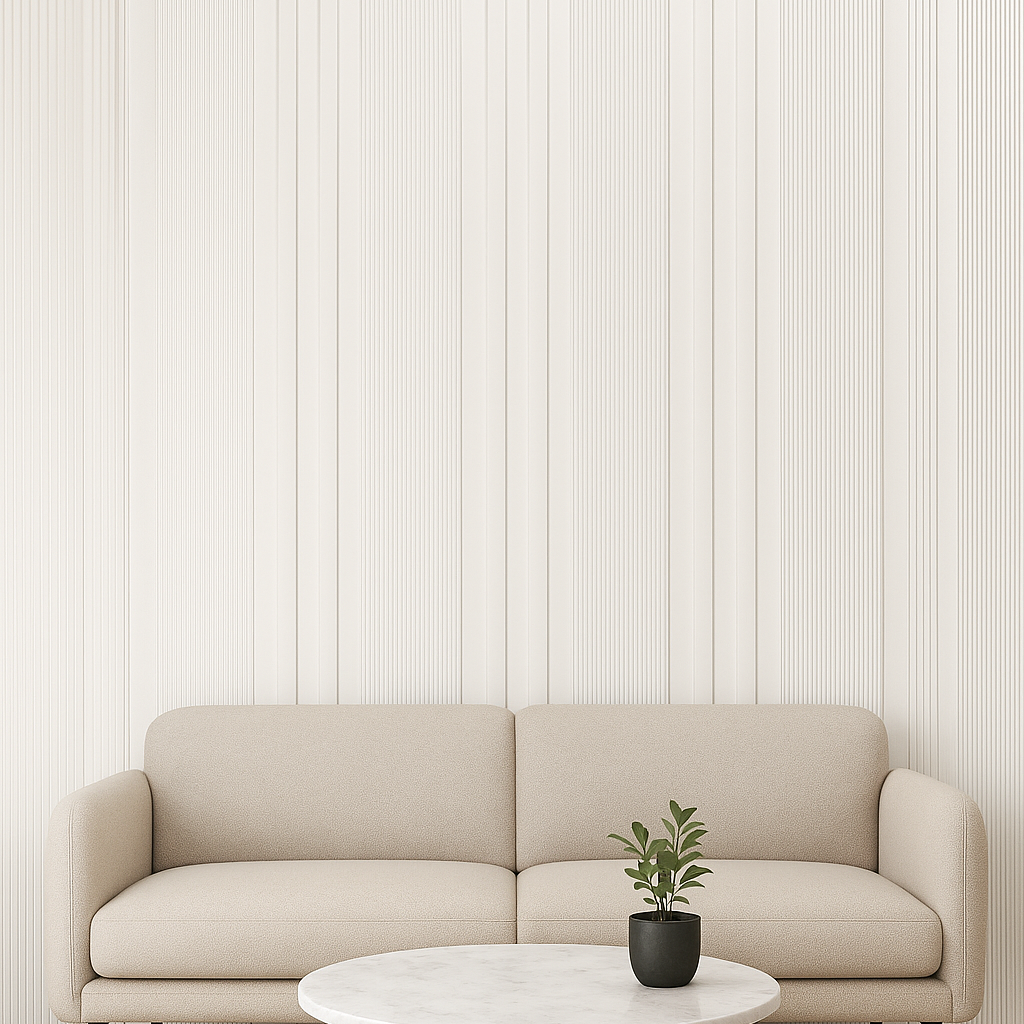 Elegant Off-White Vertical Ribbed Wall Panel | Subtle Textured Design