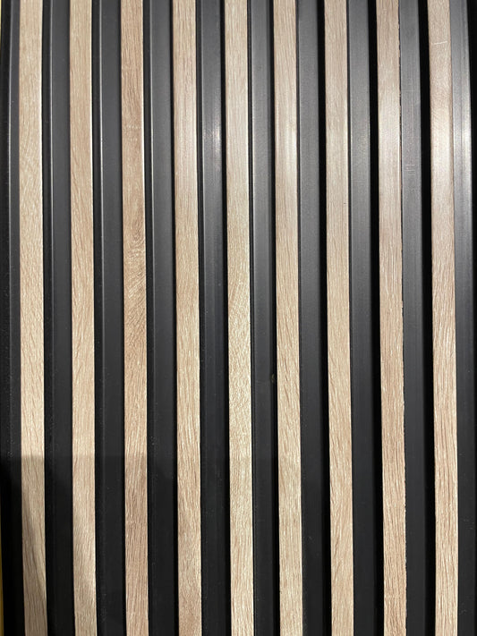 Contemporary Light Wood & Dark Groove Wall Panel | High Contrast Design