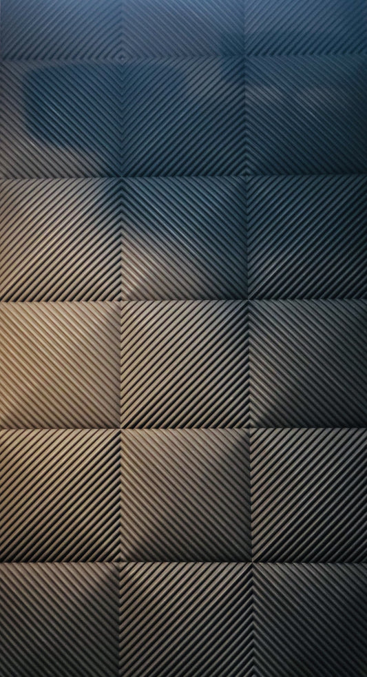 Charcoal Geometric Diagonal Ribbed Wall Panel