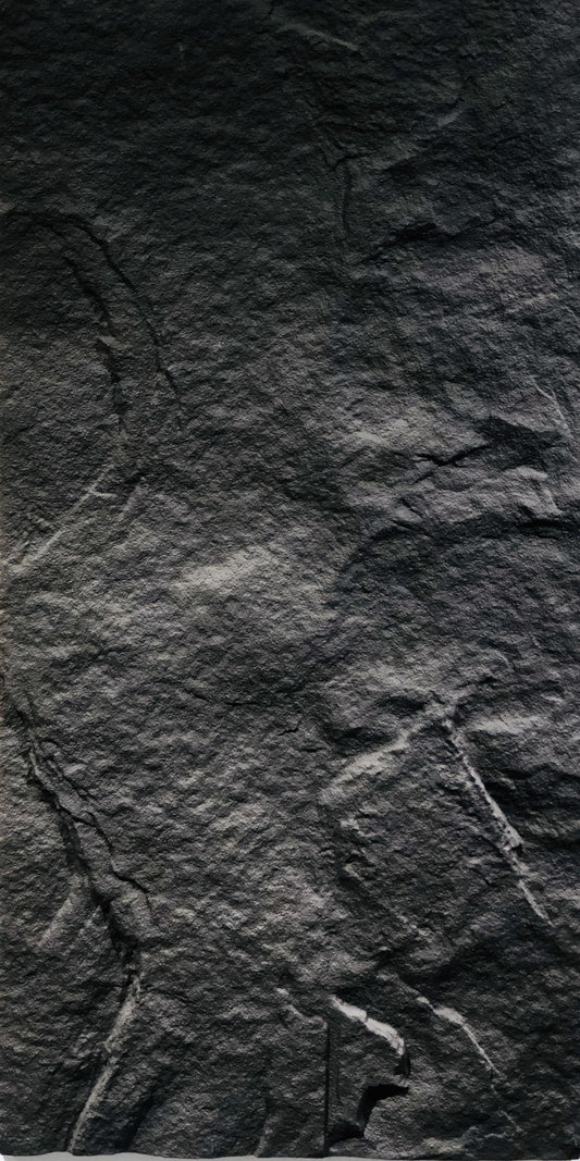 Deep Charcoal Embossed Stone Wall Panel
