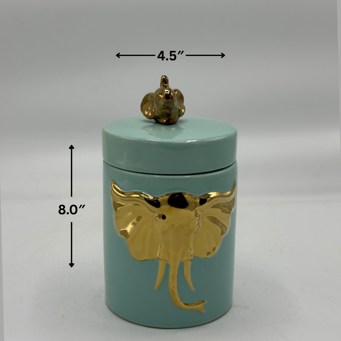 Elegant Ceramic Jar with Golden Elephant Detail & Lid