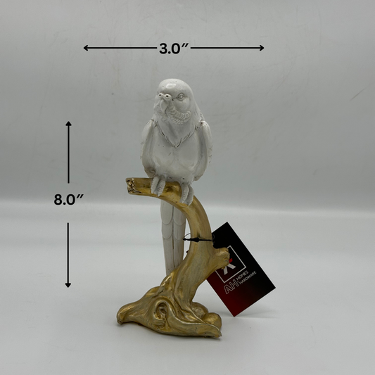 White Parrot on Golden Branch Decorative Figurine