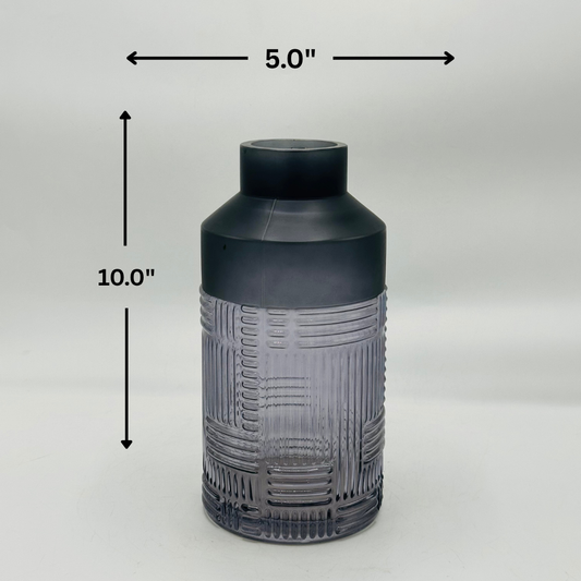 Modern Textured Smoky Gray Glass Vase - Contemporary Decorative Vase