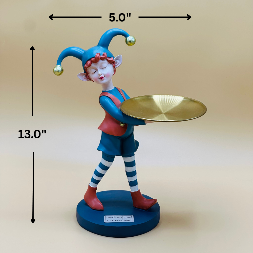 Cheeky Standing Elf Resin Figurine with Serving Tray - Whimsical Decor