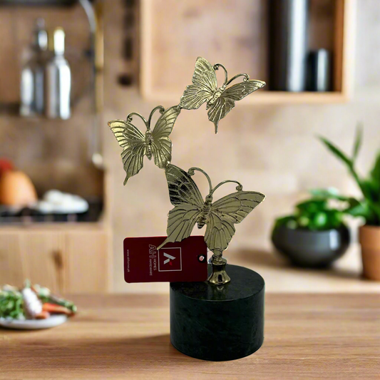 Elegant Golden Butterfly Decorative Figurine on Marble Base