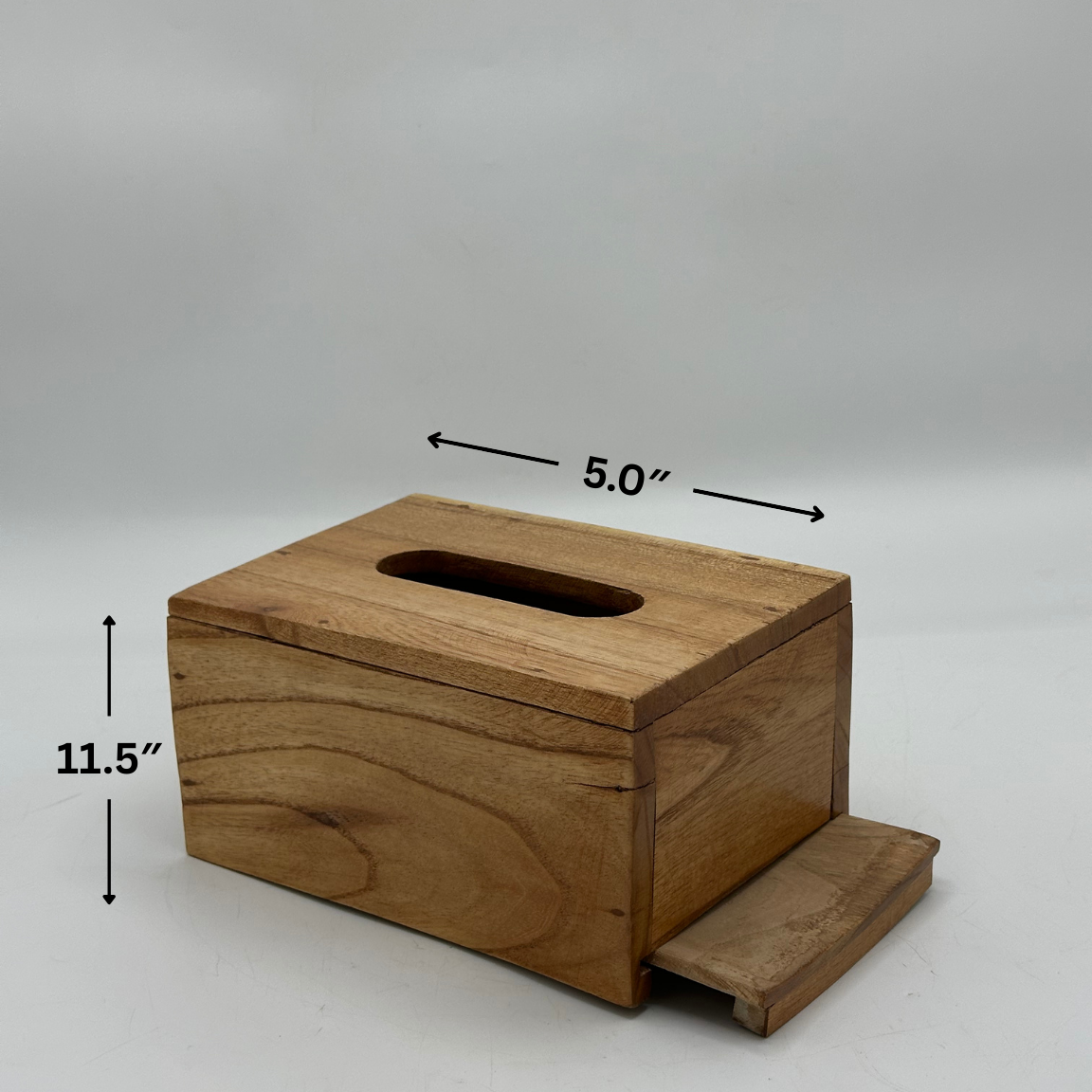 Natural Wood Rectangular Tissue Box Cover
