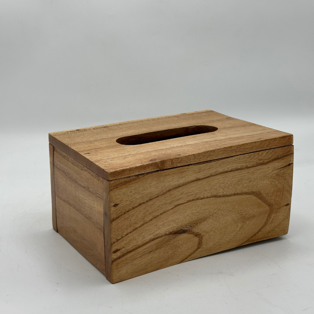 Natural Wood Rectangular Tissue Box Cover