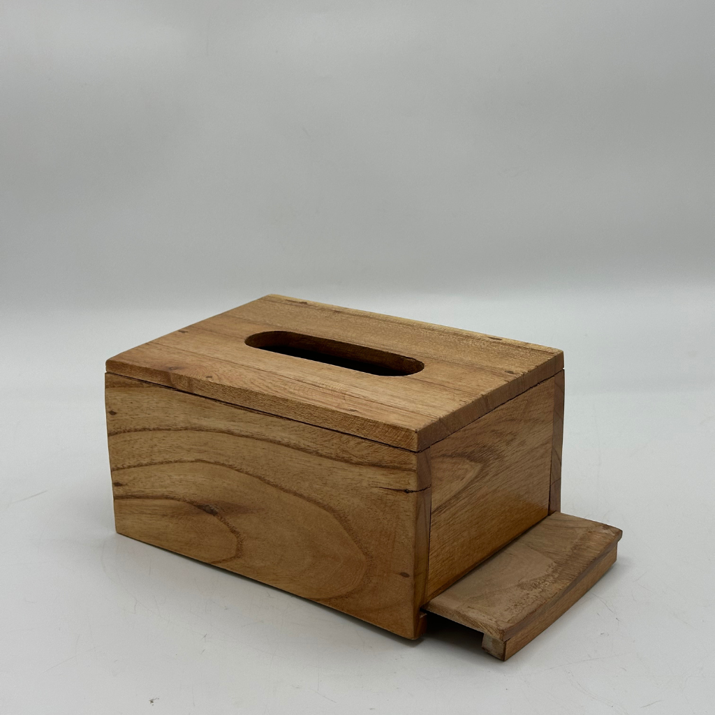 Natural Wood Rectangular Tissue Box Cover