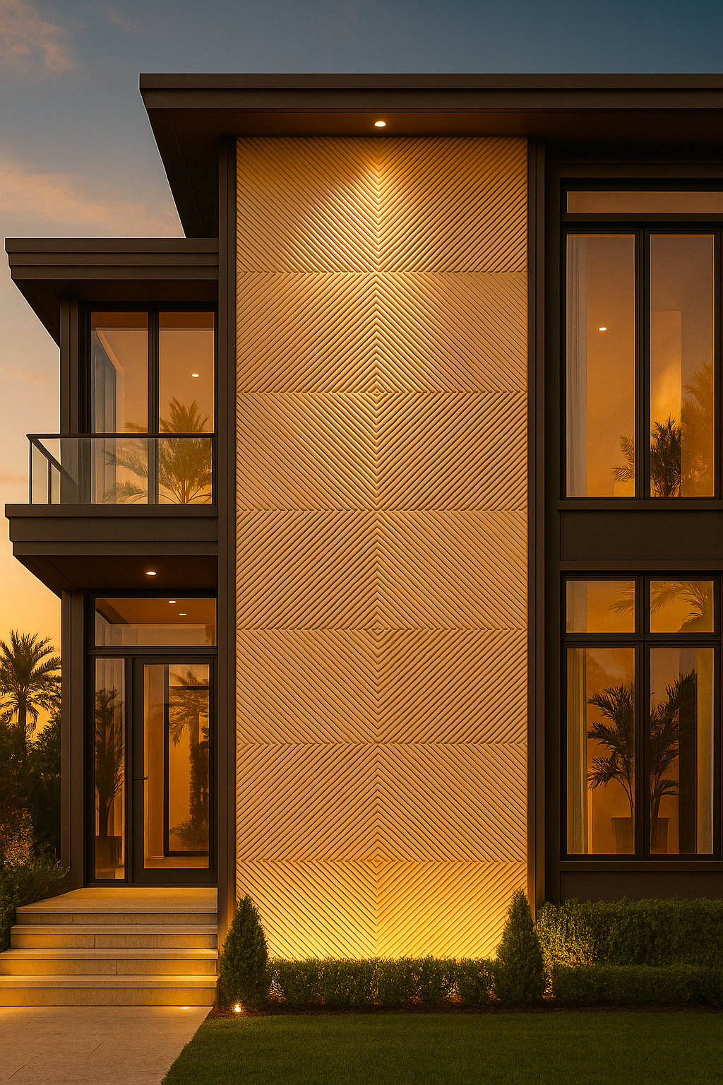 Contemporary Geometric Diagonal Ribbed Wall Panel