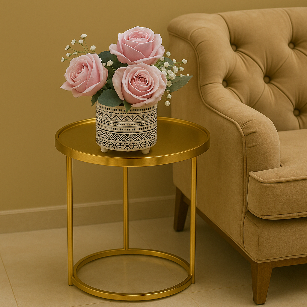 Elegant Cylindrical Planter with Faux Floral Arrangement