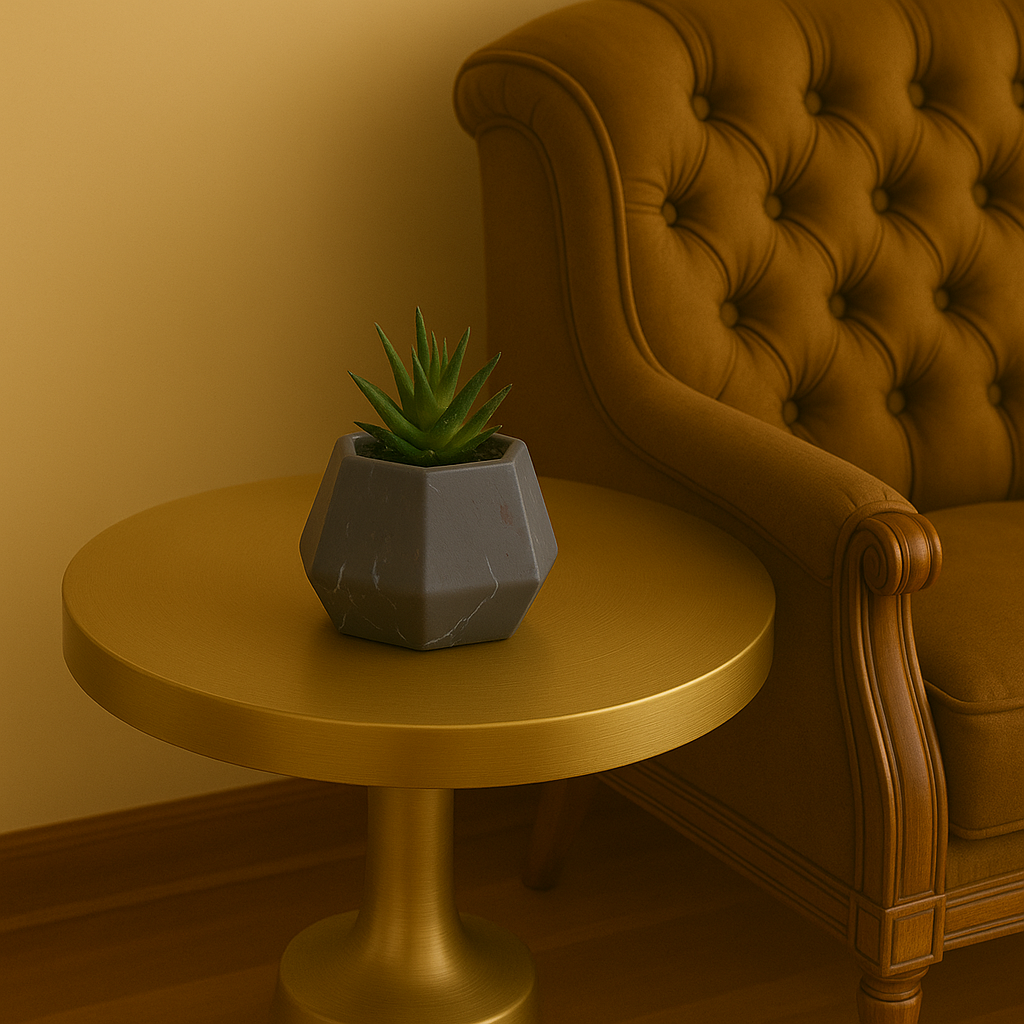 Modern Geometric Pot with Artificial Succulent