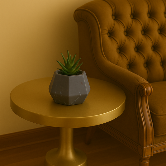 Modern Geometric Pot with Artificial Succulent