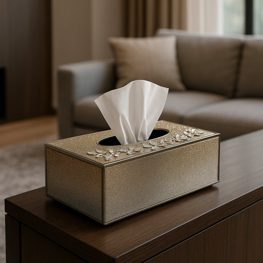 Floral Luxury Tissue Box Holder – Gold & Silver Variants