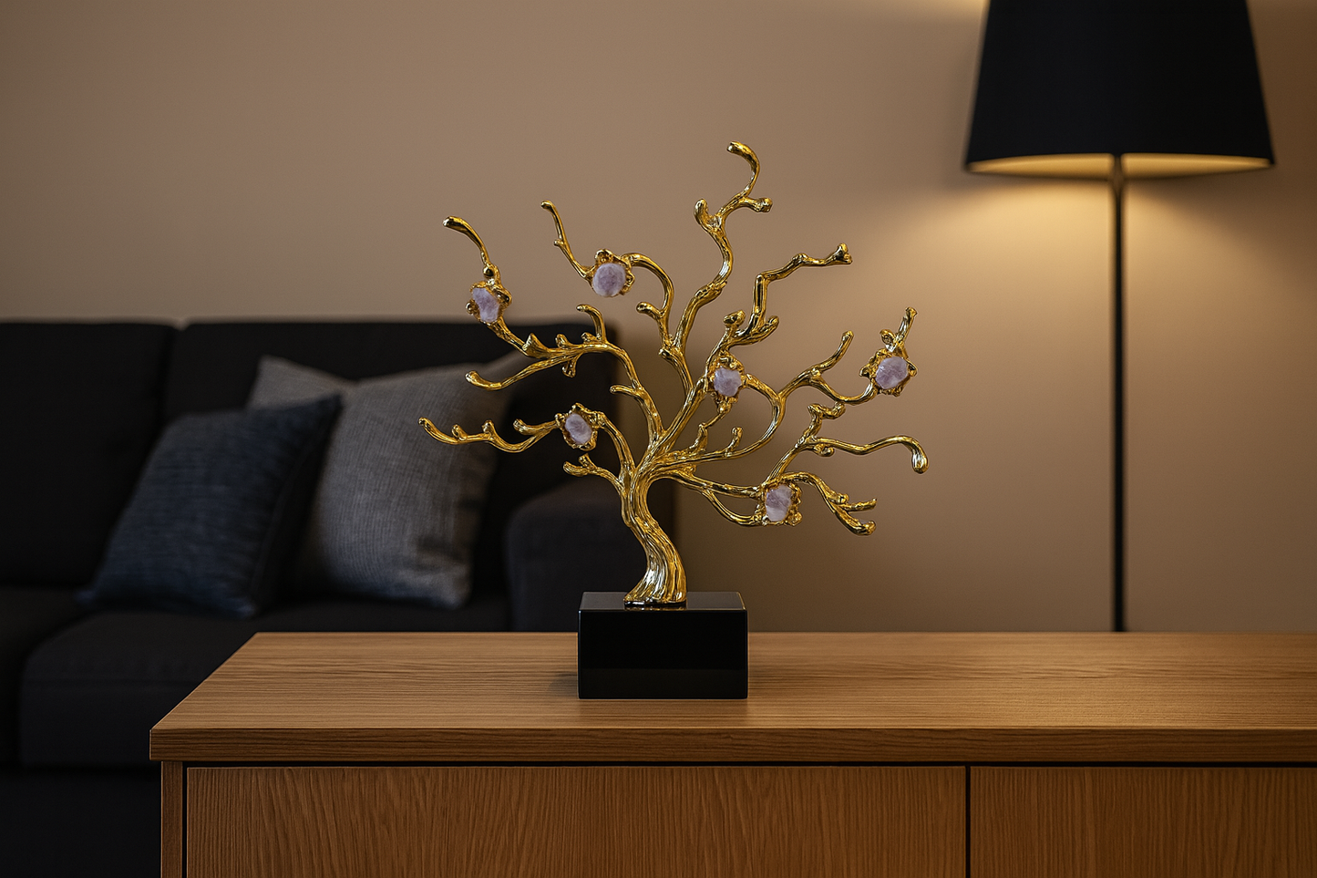 Golden Crystal Tree Sculpture – Luxury Home Décor