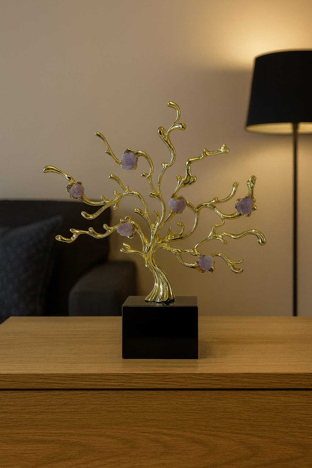 Golden Crystal Tree Sculpture – Luxury Home Décor